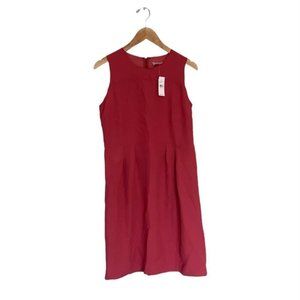 Ann Taylor Loft ‎ Dress Size 6 US Coral Red High Scoop Neckline Pleating NWT
